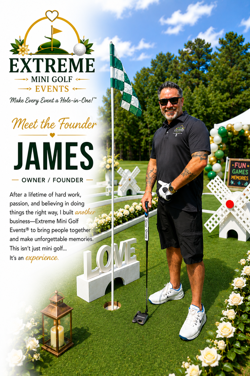 James, Owner and Founder of Extreme Mini Golf Events® — Meet the Founder